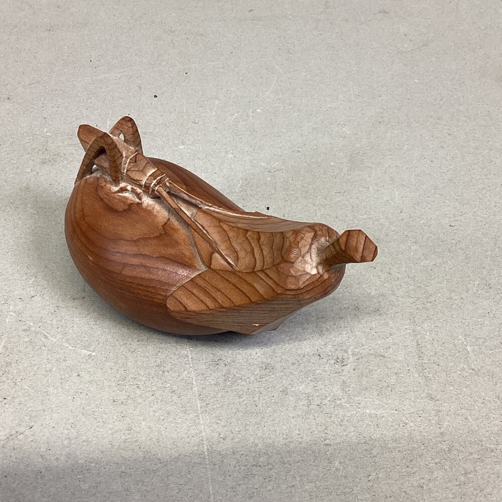 Hand Carved Wooden Grasshopper Cricket On Pear Miniature Trinket Box Figurine